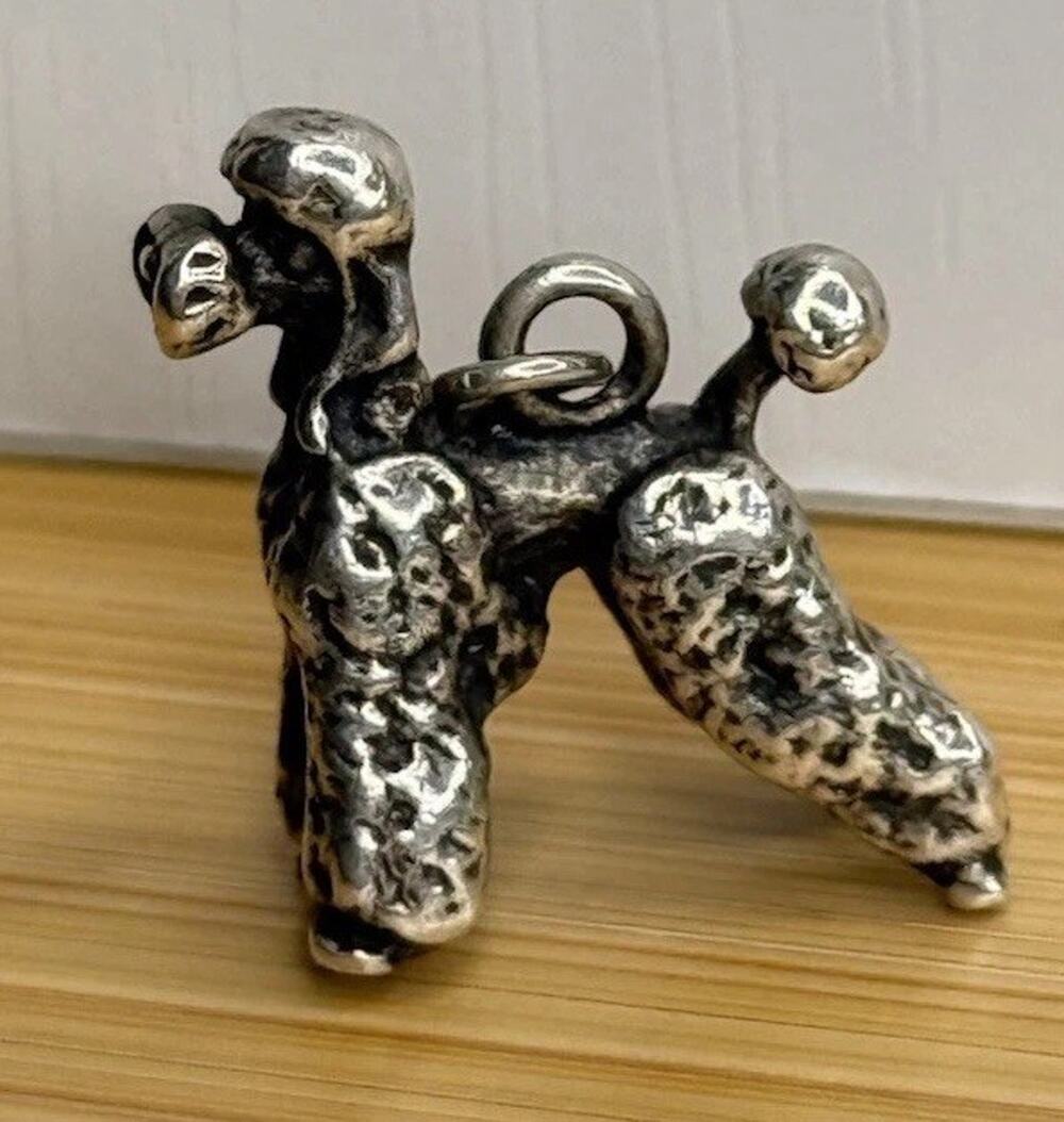 Vintage Sterling Silver 3D Poodle 925 Charm Or Pendant